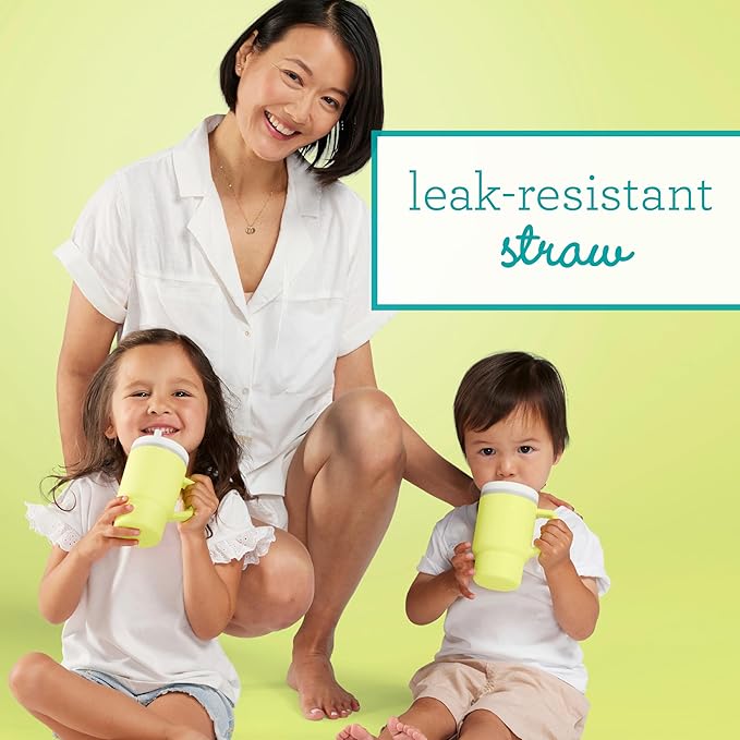 Infantino My 1st Tumbler – Adorable Miniature Tumblers with Leak-Resistant Straw and Toddler-Friendly Handle, Encourages Hydration, Easy to Clean, 9 fl. oz, 2 Pack, Citrus & Ocean