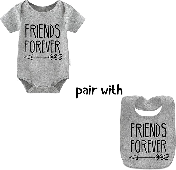 YSCULBUTOL Baby Twins Bodysuits Best Friends Forever Baby Clothes Set with Bibs Girl Outfit with hat