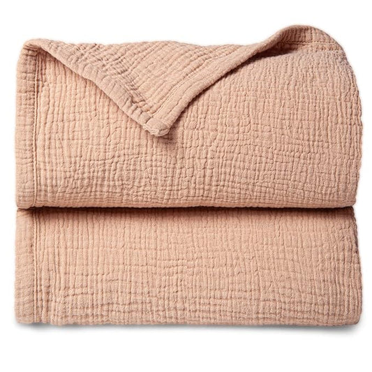 Lulu moon Muslin Quilt Blanket, Crib Blanket for Baby and Toddler,47x47 Inches(Pink)