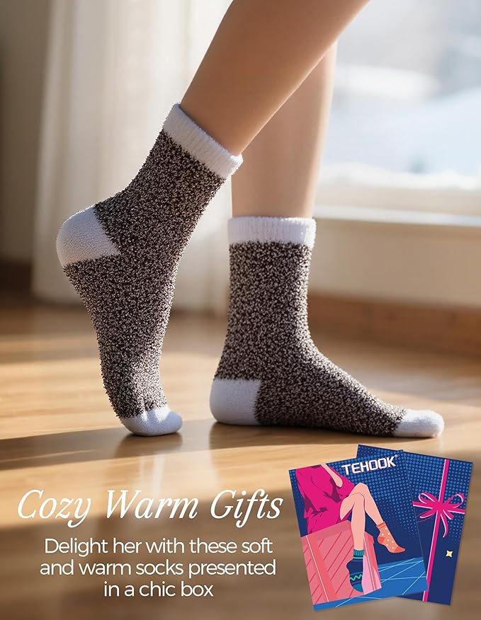 TEHOOK Warm & Cozy Gifts for Women, Fluffy Fuzzy Sock, Plush Sleeping Slipper Socks - Soft Warm Fabric