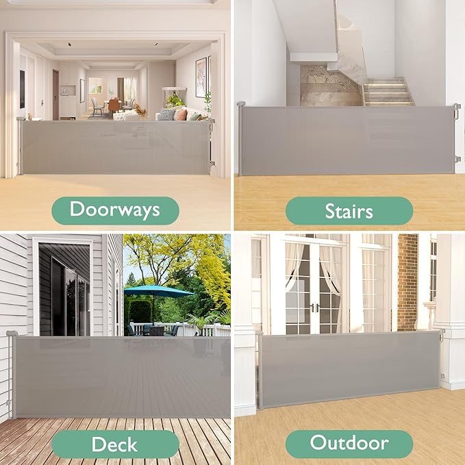 Momcozy Baby Gate 41'' Tall 118'' Wide 【Extra Wide】 for Large Opening Retractable Baby Gates for Child and Large Pets Safety Dog Gate for Stairs, Doorways, Hallways, Indoor, Outdoor