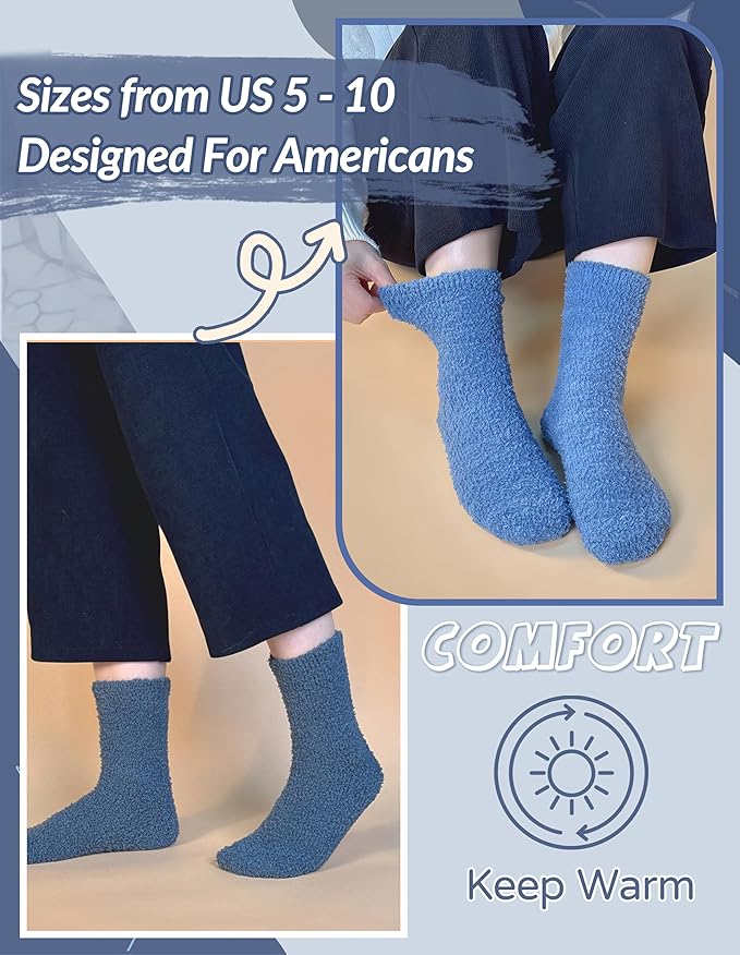 TEHOOK Warm & Cozy Gifts for Women, Fluffy Fuzzy Sock, Plush Sleeping Slipper Socks - Soft Warm Fabric