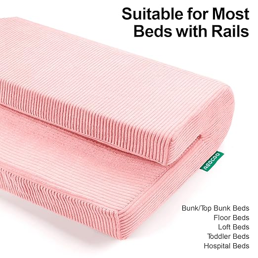 Bed Rail Bumpers Protector, Hospital Bed Rails Padding, Loft Beds and Bunk Beds Bumpers Protector, Premium Soft Memory Foam - Anti-Bump | Fall Prevention, Size 27.6 x 5.5 x 11.8 Inches, Pink