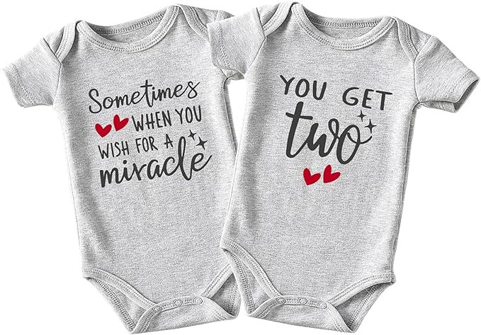 Shlrzy Wish One Get Two Baby Outfits For Boy And Girl Newborn Twins - Must Haves - Twin Baby Bodysuit
