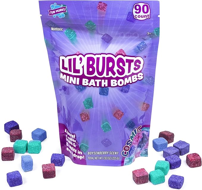 Lil' Bursts Mini Bath Bombs for Kids, 90 Count, Cosmic | Nontoxic | Tiny With A Burst of Color, Foam & Bubbles | Customize With Fun Colors | Create Bath Art
