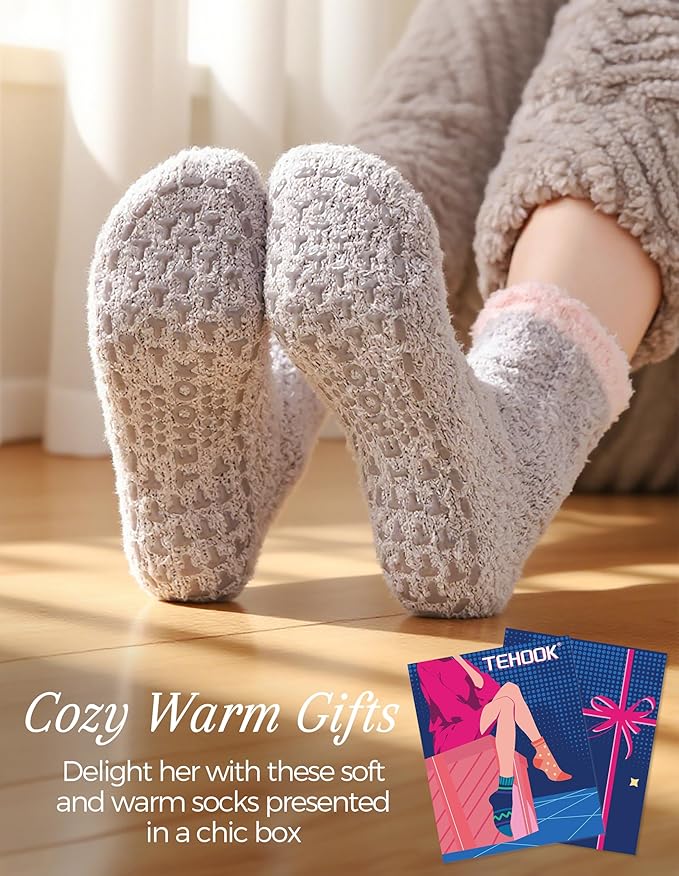 TEHOOK Warm & Cozy Gifts for Women, Fluffy Fuzzy Sock, Plush Sleeping Slipper Socks - Soft Warm Fabric