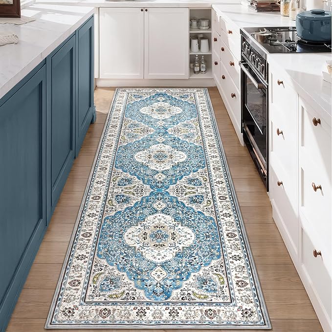 Ciicool Washable Runners Area Rug for Hallways, Ultra Soft 2'6 "x8' ft Boho Print Non-Slip Vintage Oriental Medallion Long Carpet for Kitchen Bedroom Laundry Bathroom