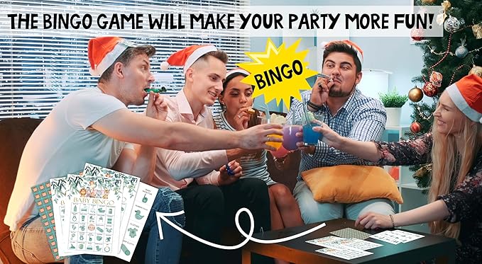 Safari Bingo Games Cards, Jungle Animals Bingo Game Set, Greenery Baby Shower Bingo Party Game, Gender Reveal Party Bingo Supplies for Adults, Baby Shower Party Decorations -04