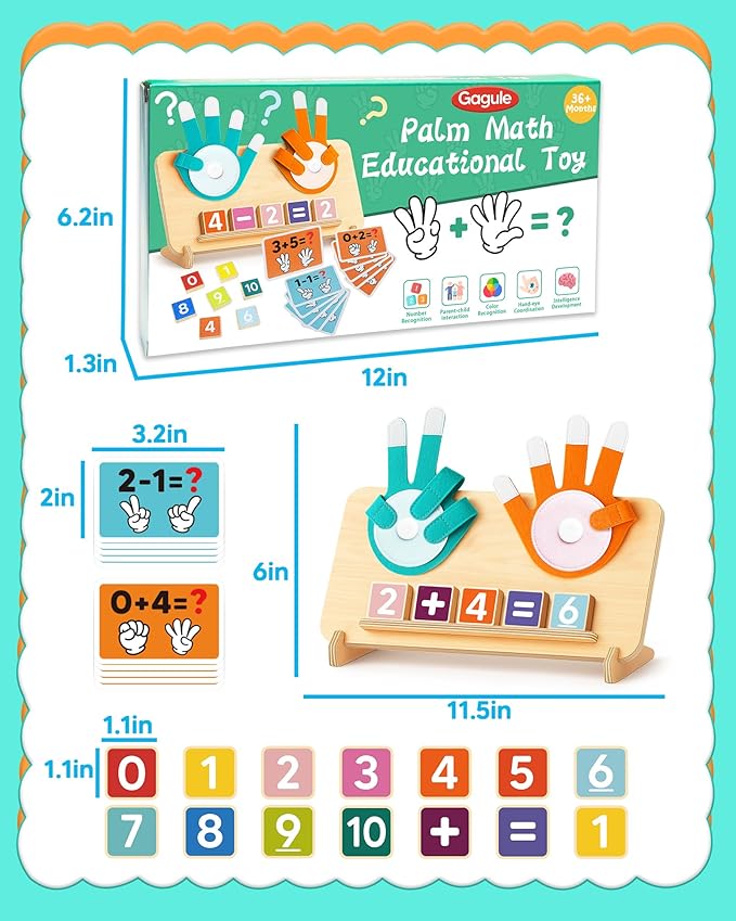 Number Counting Blocks Toys for Kids, Montessori Educational Toys for 3 4 5 Year Old Boys Girls Birthday Gifts, Toddler Preschool Learning Activities, Math Manipulatives Learning Counting Toy for 3-5