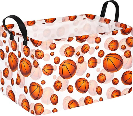 Basketball Kids Gift Storage Basket Shelf Storage Basket Organizer Box Clothes Laundry Hamper Toys Nursery Basket Baby Laundry Basket with Handles.