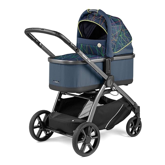 Peg Perego Ypsi – Compact Single to Double Stroller – Compatible with All Primo Viaggio 4-35 Infant Car Seats & Ypsi Bassinets - Made in Italy - New Life (Blue) Innovative Eco-Sustainable Fabric