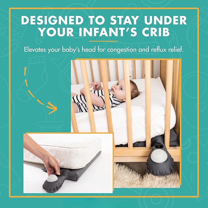 Inflatable Wedge Pillow for Colic Baby Relief– Fully Adjustable Infant Sleeping Wedge to Help with Acid Reflux, GERD, Allergies, and Nasal Congestion
