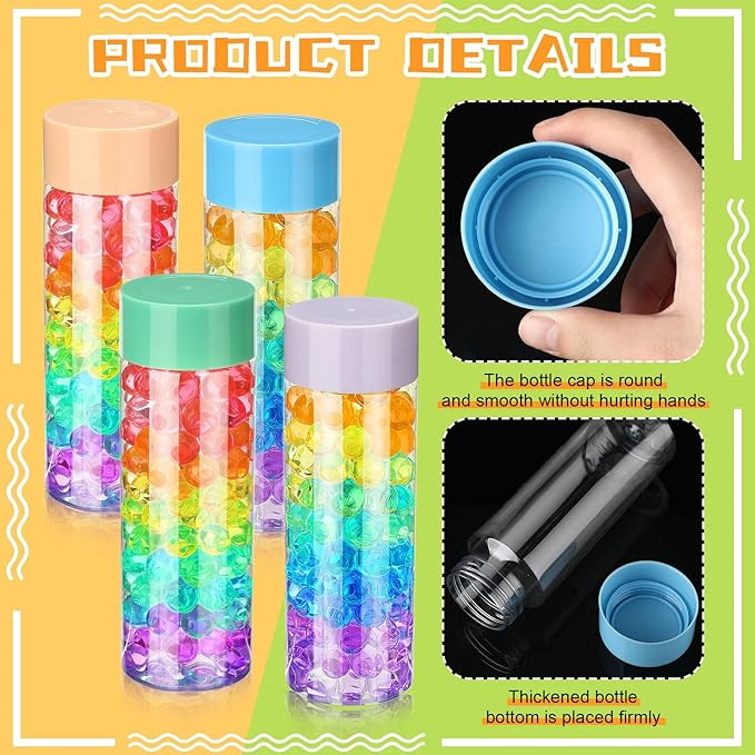 Hoolerry 16 Pcs Empty Plastic Sensory Bottles with Lids Reusable Clear Plastic Sensory Water Bottles for DIY Crafts Classroom Handmade Party Decoration(Orange, Green, Blue, Purple,13.5 oz)
