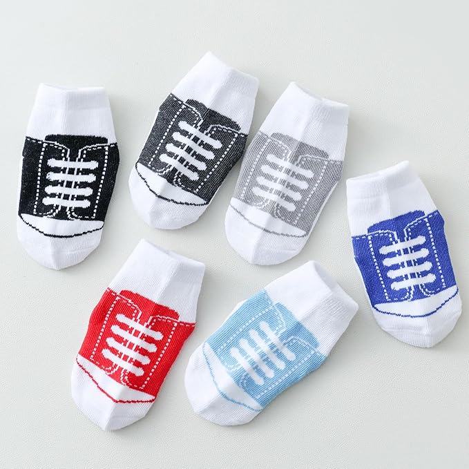 EPEIUS Unisex Baby Girls Boys Non-Slip Socks (Set of 6)