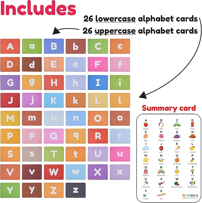 Alphabet Flash Cards for Toddlers | Award-Winning | 52 ABC Flashcards for Baby & Kids|ABC Cards Kindergarten | Large Upper and Lower Case | Large A-Z Learning Letter Animal Flashcard for Ages 1,2,3&4