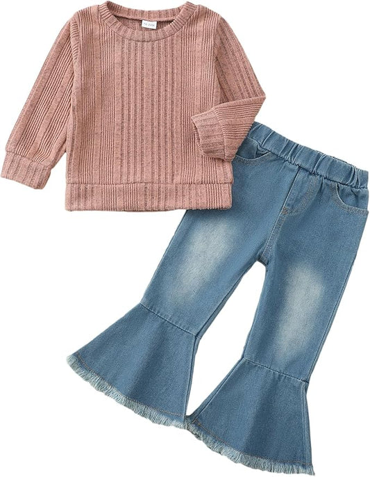 Mioglrie Toddler Girl Clothes Little Girl Denims Outfits Jeans Pants Set Little Baby Toddler Baby Clothes for Girl