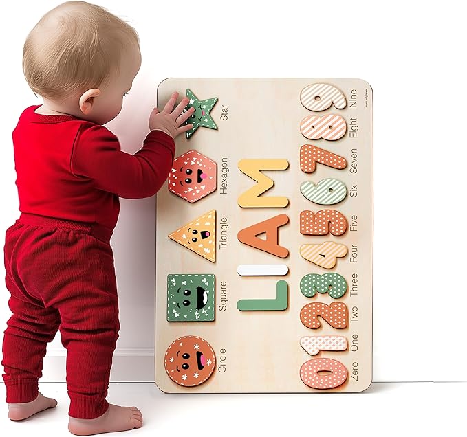 Custom Baby Gift, Montessori Toddler Puzzle, Personalized Name Puzzle, Wooden Learning Toys, First Birthday Gift
