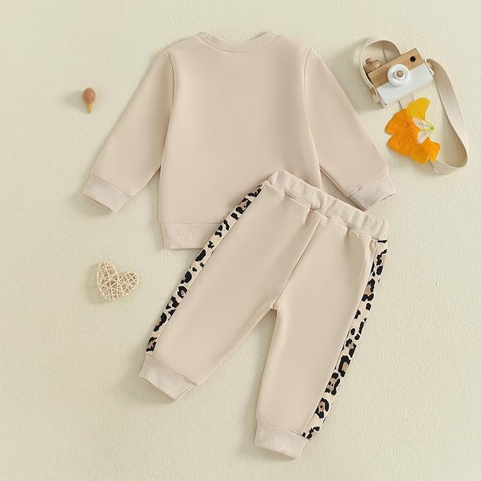 Kupretty Baby Girl Fall Winter Clothes Toddler Outfit Letters Graphic Crewneck Sweatshirts + Joggers Pants Set