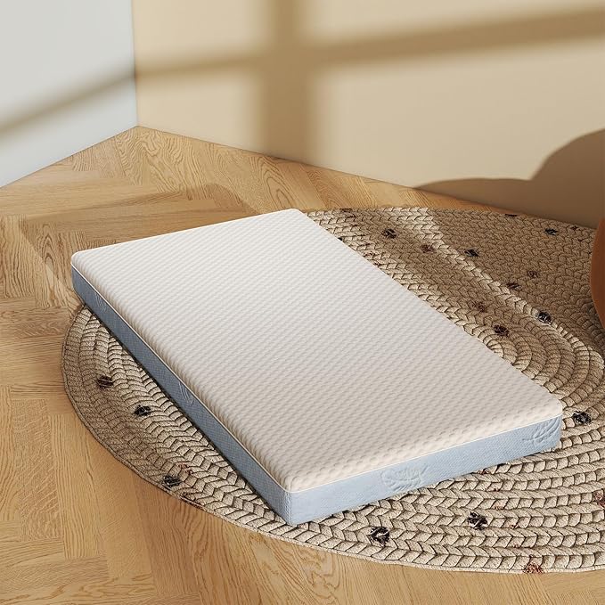 Crib Mattress, 52 x 27 Dual-Sided Comfort Baby and Toddler Mattress with Memory Foam, Waterproof, Breathable & Removable Cover with One of Side Cooling Fiber Fabric Specially Designed for Summer