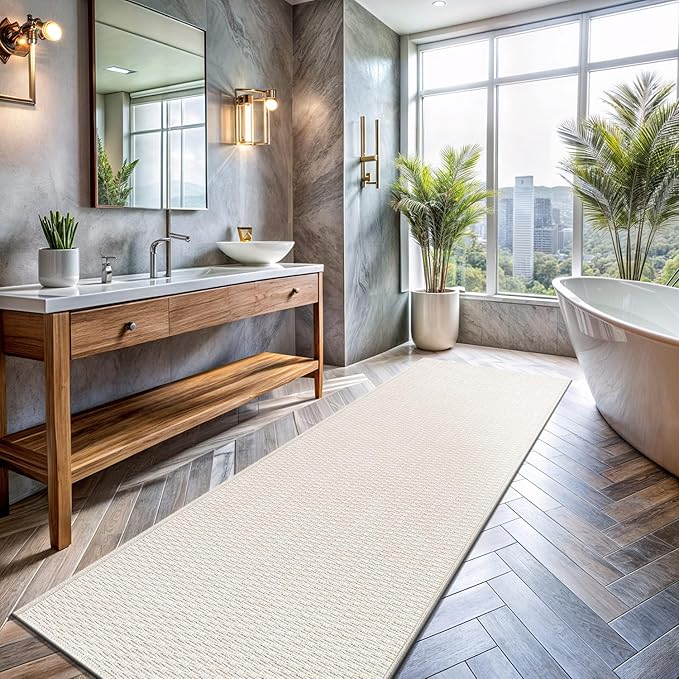 Easy Jute Rugs 2x7 White Color Living Room Indoor Outdoor Runner Rug for Farmhouse Patio and Kitchen Rug High Traffic Washable Easy to Clean Solid Boho Woven Design Outside Carpet (2 x 7)