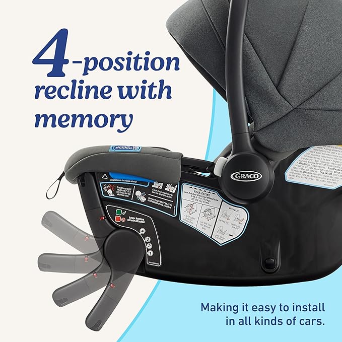 Graco Gomax Infant Car Seat, Orchid Haze, Lightweight, Reclining Rear Facing Car Seat Installs with or Without a Base