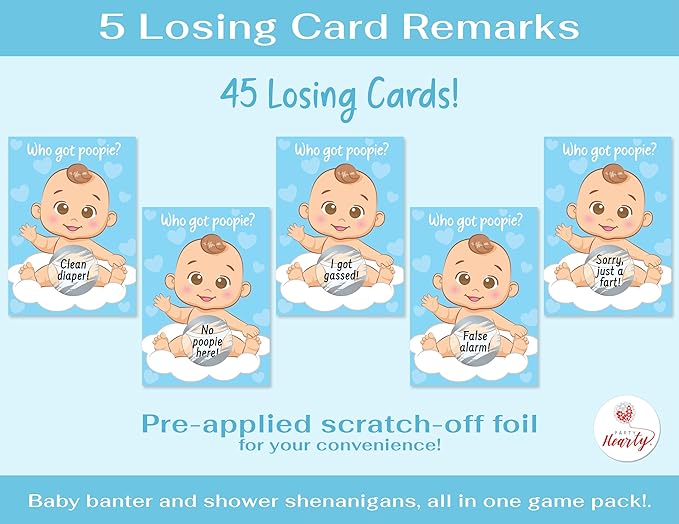 Party Hearty Delightful Baby Shower Fun - 50 Hilarious Poopie Scratch-Offs - Ideal for All Genders