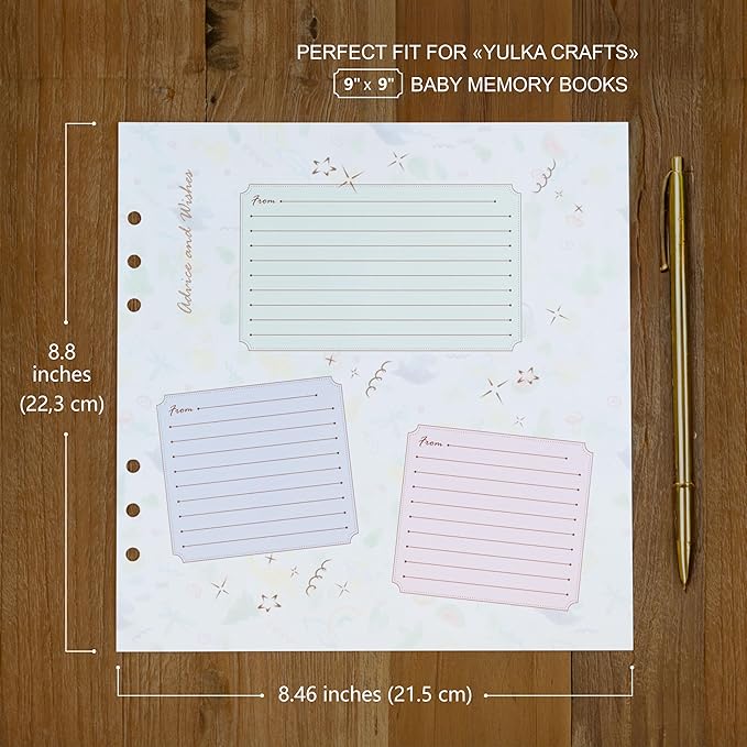 9" x 9" Extra Pages for Photos, Stories, and Wishes – Perfect Fit for Yulka Crafts Baby Memory Book “Choose Joy” 9" x 9" | 10 Additional Paper Sheets for Loose-Leaf Baby Photo Album - Refill Paper Set