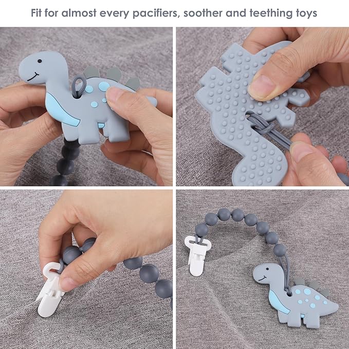 6-Pack Silicone Pacifier Clips for Baby Boys and Girls - One-Piece Beads, Rust-Free Holders, Teething Relief, Baby Necessities, Newborn Safe Baby Essentials