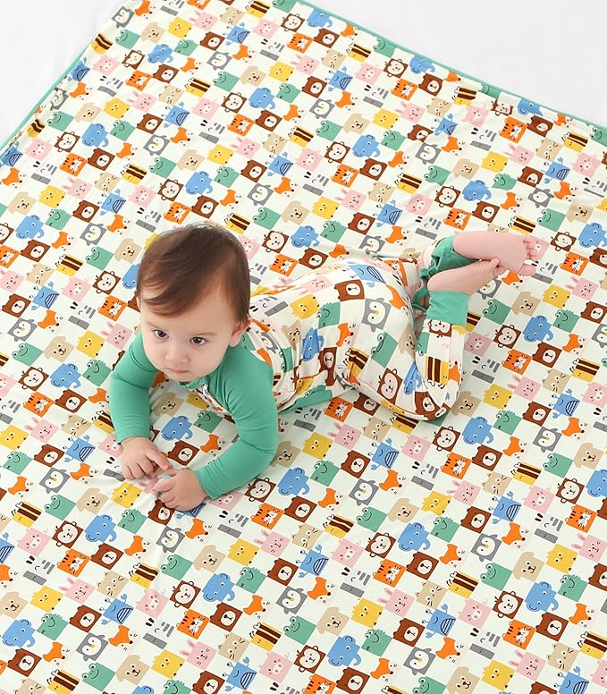 Premium Baby Blanket, Stretchy Quilt for Kid, Soft Crib Bedding for Newborn Baby and Toddler, Nursery Blanket for Boys and Girls, Viscose Made from Bamboo 50'' x 50'' Animal