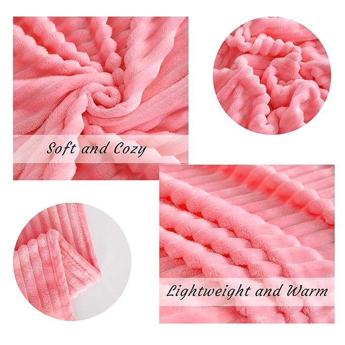 Ntbay Flannel Fleece Twin Blanket, Soft Lightweight Fuzzy Bed Blanket for Couch Sofa Bed All Seasons - Pink - 60 x 80 inches