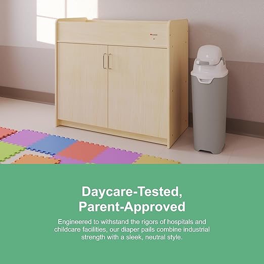 Foundations Tall Diaper Pail with Airtight Lid - Durable & Odorless Diaper Disposal, Large Capacity, Holds up to 60 Newborn Diapers, Refill with Any Bags - Sand