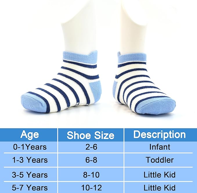 Tphon Toddler Baby Non Slip Ankle Socks with Grippers Kids Boys Girls Socks 12 Pairs for 0-7 Years Infant Children