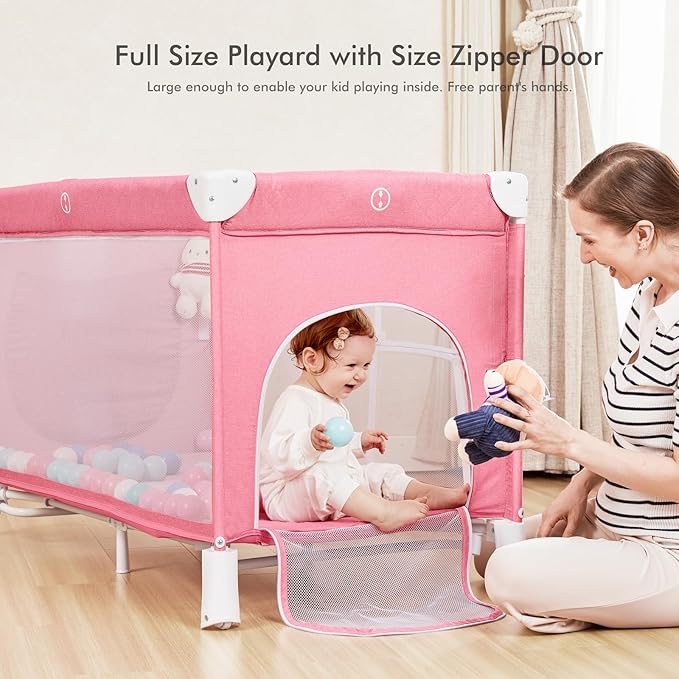 ANGELBLISS 5 in 1 Baby Bassinet Bedside Crib, Beside Sleeper with Diaper Changer& Removable Rocker, Pack and Play Bassinet, Easy Folding Portable Playpen Bassinet with Mobile, Sheet& Mattress