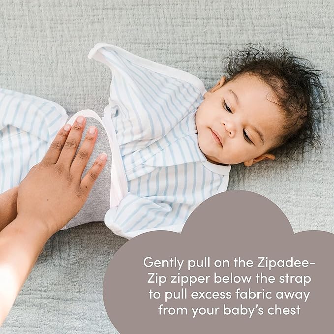 SleepingBaby Zipadee-Zip Transition Swaddle (Happy Wolf, Small for 4-8 Months) and Snuggle Strap (Grey, One Size) - Wearable Baby Blanket and Accessory for Easy Diaper Changes - Polyester, Spandex