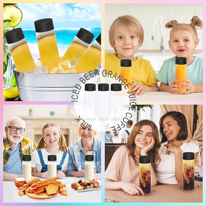 29 Pcs Sensory Bottles with Lids, 12 oz/ 350 ml, PET Plastic Juice Bottles Reusable Leakproof Drink Containers Clear Water Bottle for Sensory Crafts Classroom Handmade Party Supply