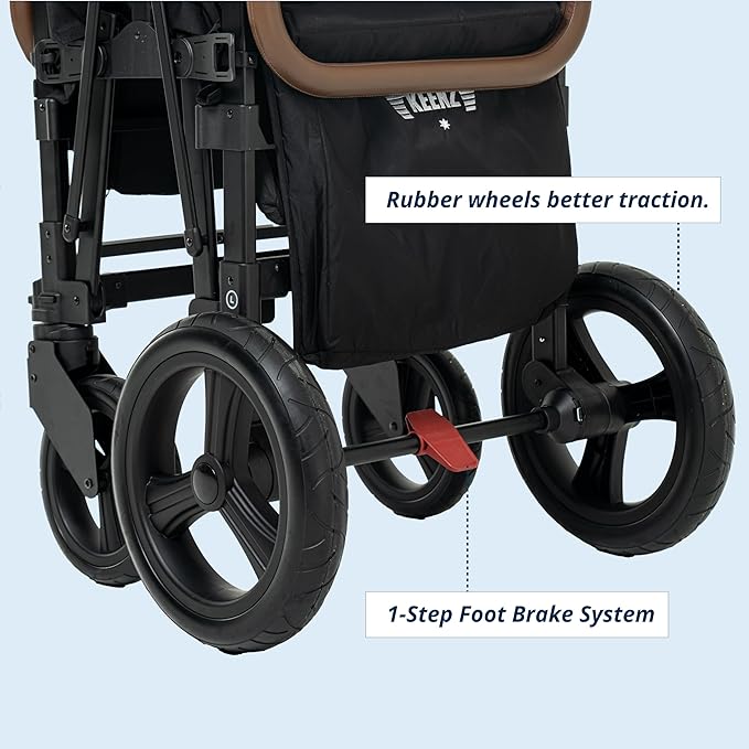 Keenz XC+ EVO - Luxury 4 Passenger Stroller Wagon for Kids | Foldable 4 Passenger Quad Seater with Adjustable Canopy | Black
