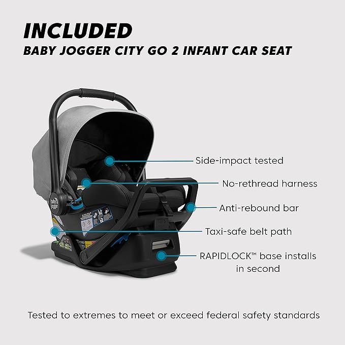 Baby Jogger City Mini GT2 All-Terrain Travel System with City GO 2 Infant Car Seat Pike Exclusive Includes Belly Bar Leatherette Handlebar and Premium Fabric