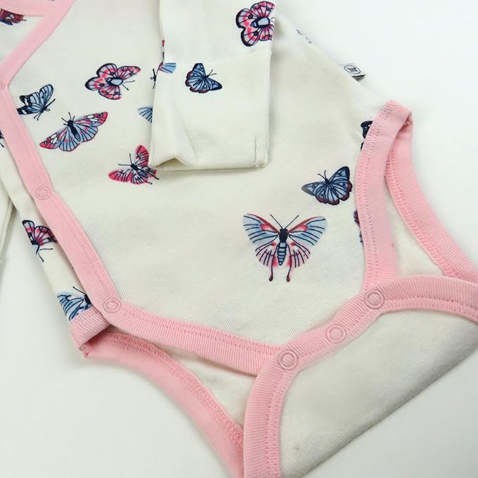 HonestBaby unisex-baby 3-pack Long Sleeve Side-snap Kimono Bodysuits Organic Cotton for Infant Baby Boys, Girls, Unisex