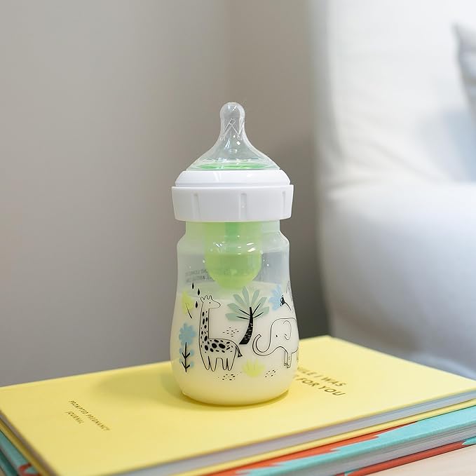 Dr. Brown’s Natural Flow Anti-Colic Options+ Wide-Neck Baby Bottle Designer Edition Bottles, Jungle Decos, 5 oz/150 mL, Level 1 Nipple, 2-Pack, 0m+