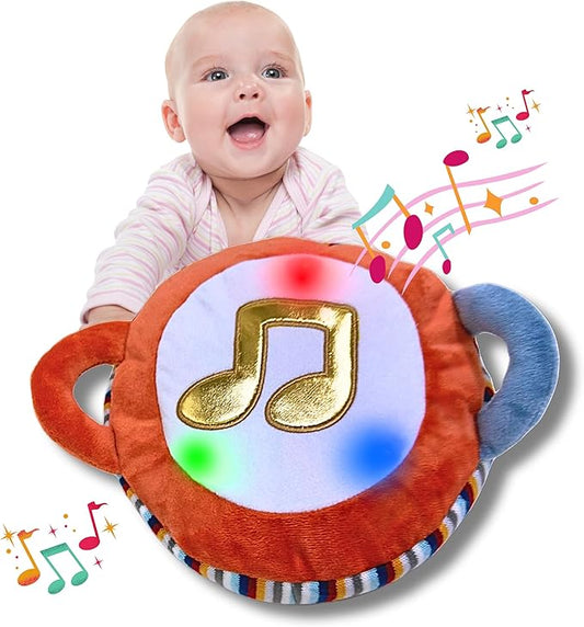 Lumio Interactive Musical Plush Toy with Lights and Sounds - Sensory Toy for 3 6 9 12-18 Months and up, Perfect for Tummy Time Rhythm Learning (Guitar) (Drum)