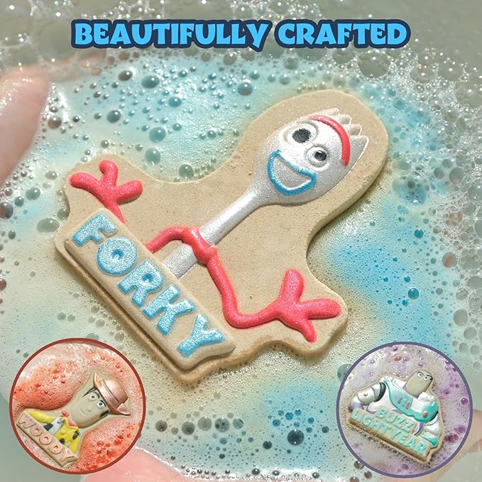 Toy Story Woody Buzz Lightyear and Forky Bath Bombs for Kids, Fun Bright Rainbow Colors, Berry Scented for Kids, Ages 3+, by Townley Girl