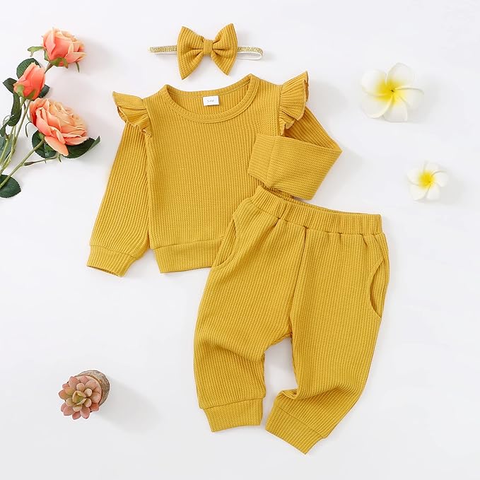 Mioglrie Baby Girl Clothes Infant Toddler Girls Fall Winter Outfits Sweatshirts Clothing Set 3 6 12 18 24 Month 2T 3T