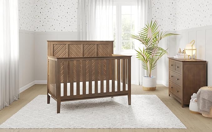 Child Craft Atwood 4-in-1 Convertible Crib, Baby Crib Converts to Day Bed, Toddler Bed and Full Size Bed, 3 Adjustable Mattress Positions, Non-Toxic, Baby Safe Finish (Cocoa Bean Brown)