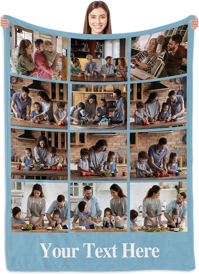 Personalized Blankets with Photos Customized Blanket with Picture Custom Gifts for Family Mom Dad Husband Wife Boyfriend Girlfriend Custom Blanket with Picture