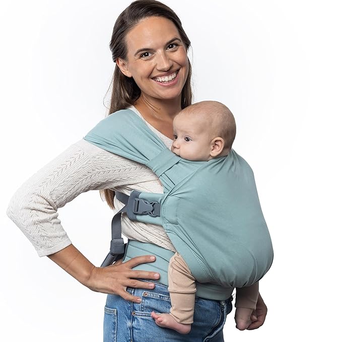 Boba Bliss Baby Carrier Newborn to Toddler (7-35 lbs) - Light & Breathable Toddler Carrier - Certified Hip-Healthy, Adjustable Straps for All Parents, Hybrid, Soft & Stretchy 0-18 Months (Sea Mist)