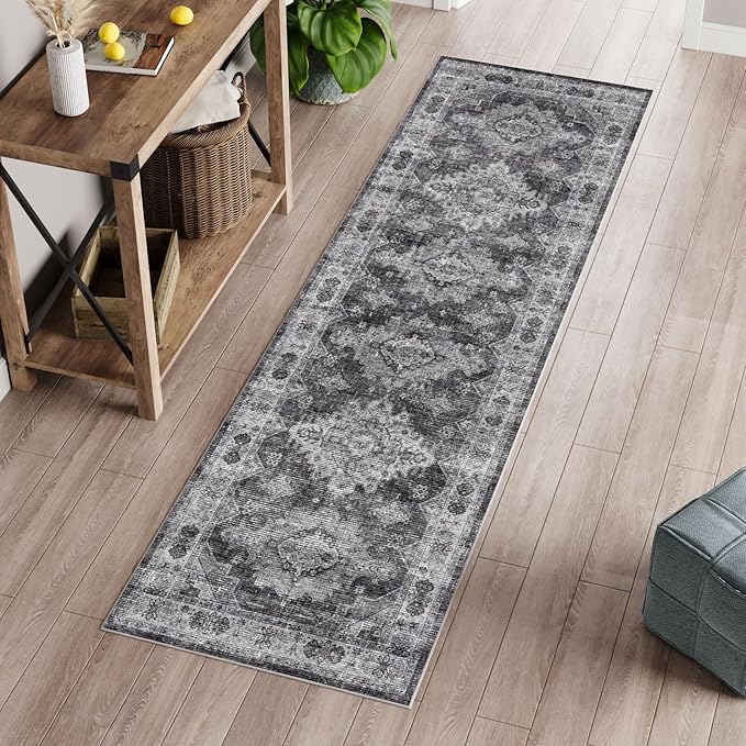 Dripex Washable Runner Rug 2x6 Non-Skid Kitchen Runner Vintage Kitchen Rug for Hallway Soft Low-Pile Carpet, Stain Resistant Kitchen Mat for Laundry Living Room Bathroom