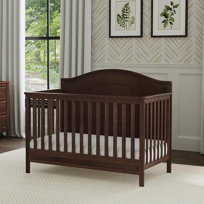 daVinci Charlie 4-in-1 Baby Crib Convertible to Toddler Bed, Daybed, Full-Size Bed, Easy Assembly - GREENGUARD Gold Certified - 4 Adjustable Mattress Heights, Conversion Kit Sold Separately - Espresso