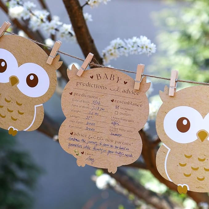 Kate Aspen Woodland Animal Advice Cards For Baby Shower Game & Activity, Baby Prediction Cards, Baby Shower Decorations, (Set of 50)