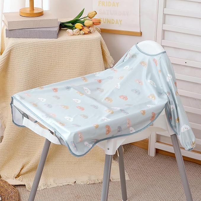 Long Sleeve Baby Bib-Mess Proof Baby Feeding Bibs with Adjustable Design for Babies during Eating or Highchair