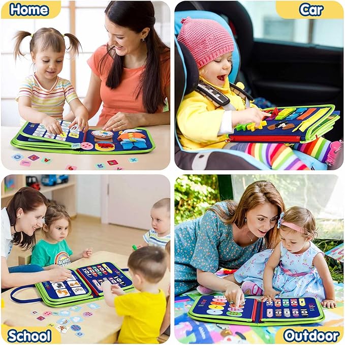 Winblo Toddler Busy Board - Montessori Toys for Toddler Boy Birthday Gift, Educational Learning Sensory Busy Book for Toddler Boys, Toddlers Activities Travel Toys for Airplane Car